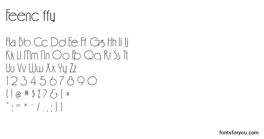 A fonte Feenc ffy – alfabeto, números, caracteres especiais