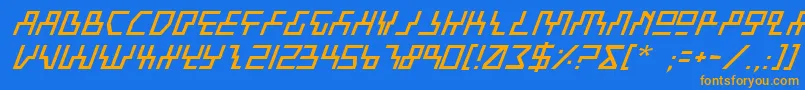 Beami-Schriftart – Orangefarbene Schriften auf blauem Hintergrund