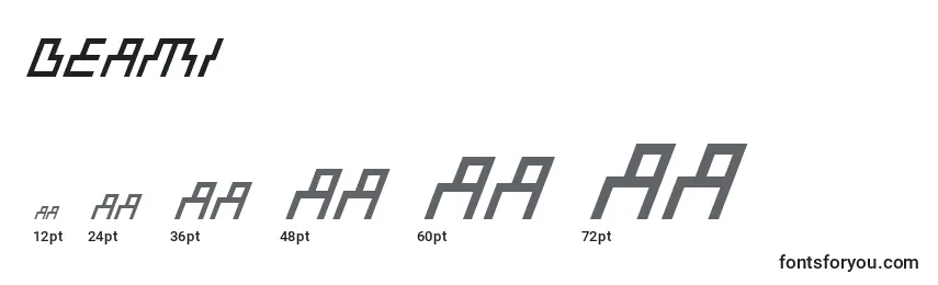 Размеры шрифта Beami