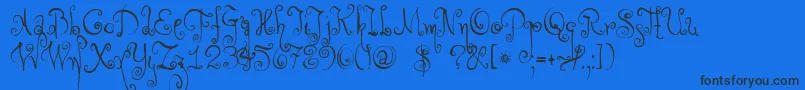 DkMonsieurLeChat Font – Black Fonts on Blue Background