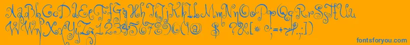 DkMonsieurLeChat Font – Blue Fonts on Orange Background