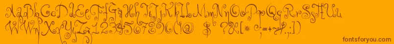 DkMonsieurLeChat Font – Brown Fonts on Orange Background