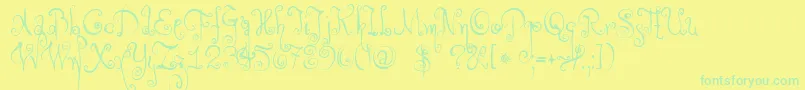 フォントDkMonsieurLeChat – 黄色い背景に緑の文字