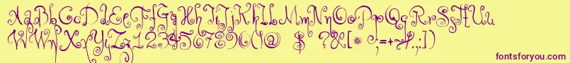 DkMonsieurLeChat Font – Purple Fonts on Yellow Background