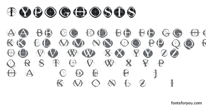 A fonte Typoghosts – alfabeto, números, caracteres especiais