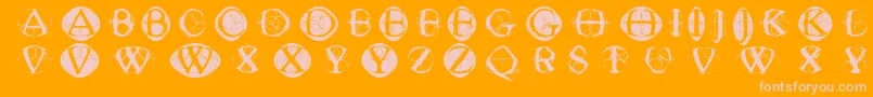 Typoghosts-Schriftart – Rosa Schriften auf orangefarbenem Hintergrund