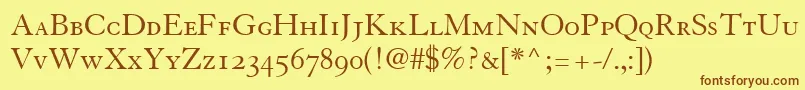 TiascoOldstyleSsiSmallCaps Font – Brown Fonts on Yellow Background