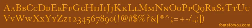 TiascoOldstyleSsiSmallCaps Font – Orange Fonts on Brown Background