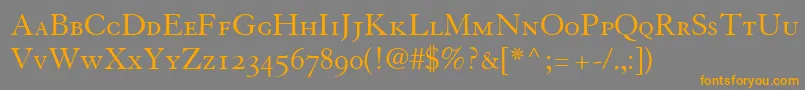 TiascoOldstyleSsiSmallCaps Font – Orange Fonts on Gray Background
