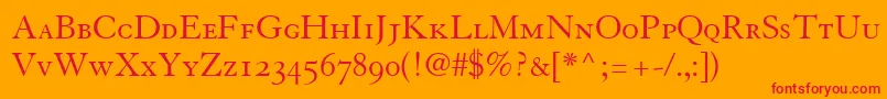 TiascoOldstyleSsiSmallCaps Font – Red Fonts on Orange Background