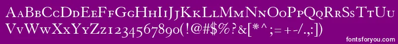 TiascoOldstyleSsiSmallCaps Font – White Fonts on Purple Background