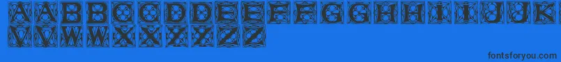 Шрифт Vaterstitlingcaps – чёрные шрифты на синем фоне