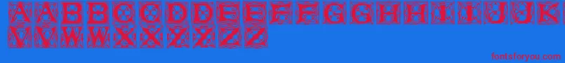 Vaterstitlingcaps Font – Red Fonts on Blue Background