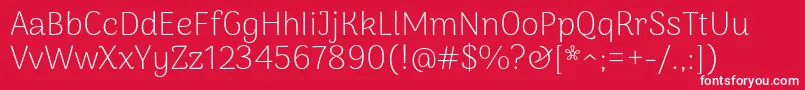 ArimakoshiExtraligth-fontti – valkoiset fontit punaisella taustalla