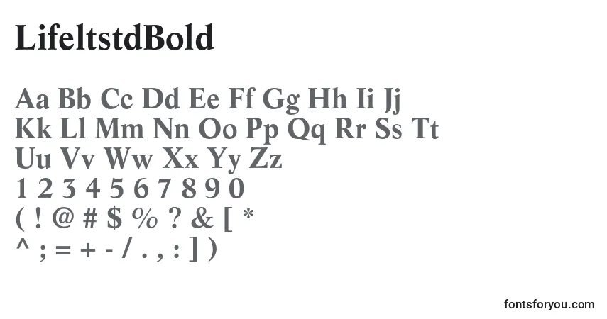 A fonte LifeltstdBold – alfabeto, números, caracteres especiais
