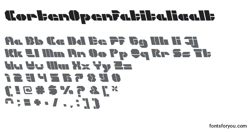 Шрифт CortenOpenfatitalicalt – алфавит, цифры, специальные символы