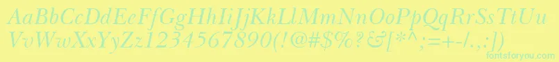 BaskervilleGreekInclined Font – Green Fonts on Yellow Background