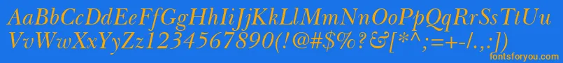 BaskervilleGreekInclined Font – Orange Fonts on Blue Background