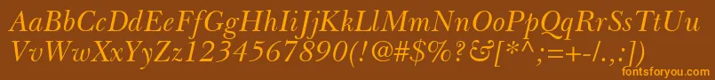 BaskervilleGreekInclined Font – Orange Fonts on Brown Background