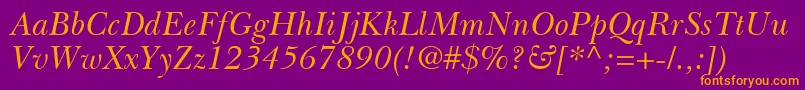BaskervilleGreekInclined Font – Orange Fonts on Purple Background
