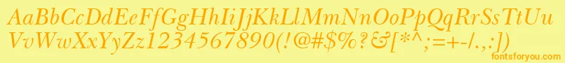 BaskervilleGreekInclined Font – Orange Fonts on Yellow Background