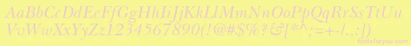 BaskervilleGreekInclined Font – Pink Fonts on Yellow Background