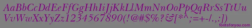 BaskervilleGreekInclined Font – Purple Fonts on Gray Background