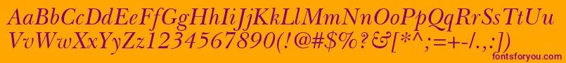 BaskervilleGreekInclined Font – Purple Fonts on Orange Background