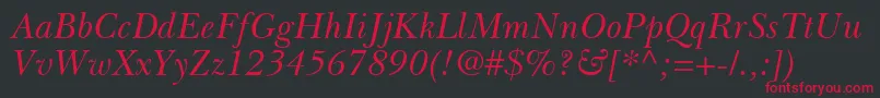 BaskervilleGreekInclined Font – Red Fonts on Black Background