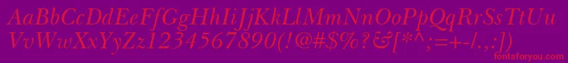 BaskervilleGreekInclined Font – Red Fonts on Purple Background