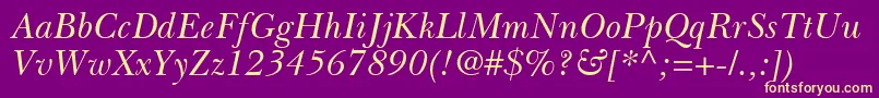 BaskervilleGreekInclined Font – Yellow Fonts on Purple Background