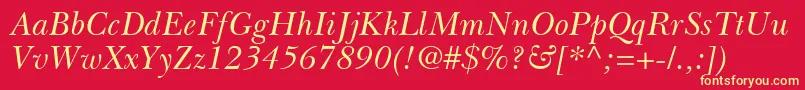 BaskervilleGreekInclined Font – Yellow Fonts on Red Background