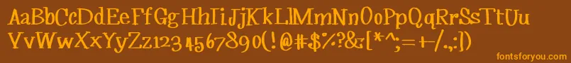 フォントRipebananas – オレンジ色の文字が茶色の背景にあります。