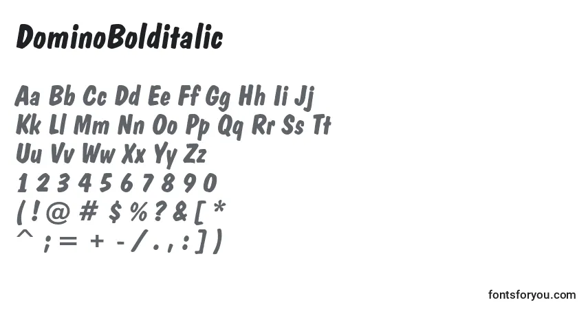 Police DominoBolditalic - Alphabet, Chiffres, Caractères Spéciaux