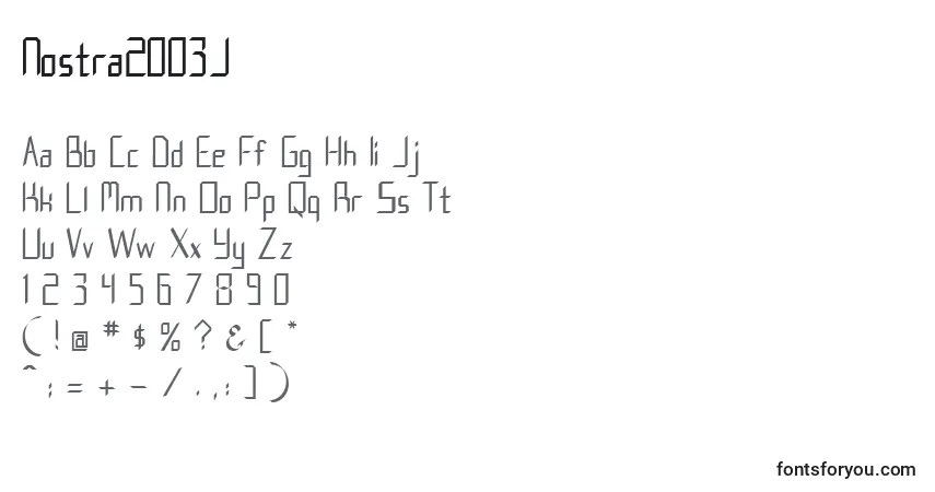 Fuente Nostra2003J - alfabeto, números, caracteres especiales
