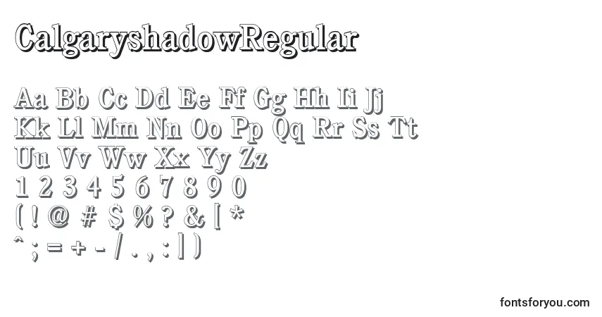 CalgaryshadowRegularフォント–アルファベット、数字、特殊文字