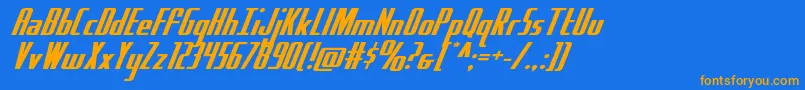 Hydrosquadexpand Font – Orange Fonts on Blue Background