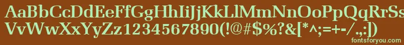 MarseilleBold-fontti – vihreät fontit ruskealla taustalla