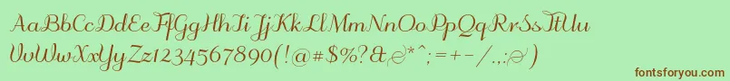Fonte Odstemplik – fontes marrons em um fundo verde