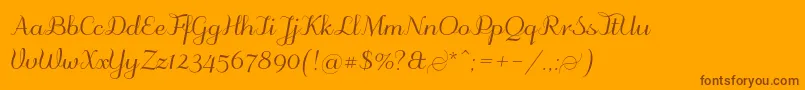 Odstemplik-Schriftart – Braune Schriften auf orangefarbenem Hintergrund
