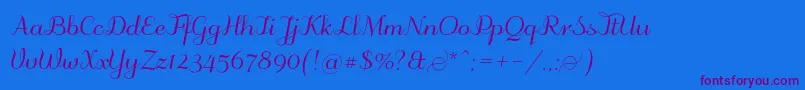 Odstemplik-Schriftart – Violette Schriften auf blauem Hintergrund