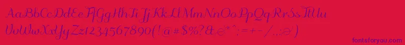 Odstemplik-Schriftart – Violette Schriften auf rotem Hintergrund