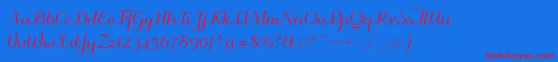 フォントOdstemplik – 赤い文字の青い背景