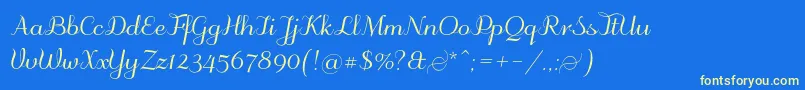 Odstemplik-Schriftart – Gelbe Schriften auf blauem Hintergrund