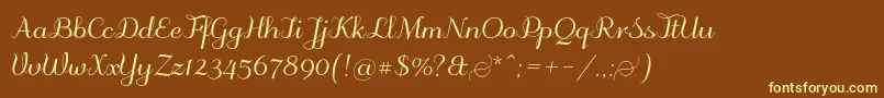 Odstemplik-fontti – keltaiset fontit ruskealla taustalla