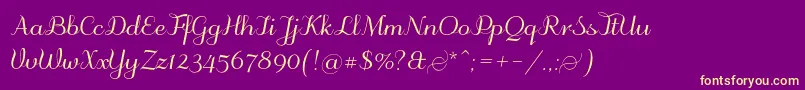 Odstemplik-Schriftart – Gelbe Schriften auf violettem Hintergrund