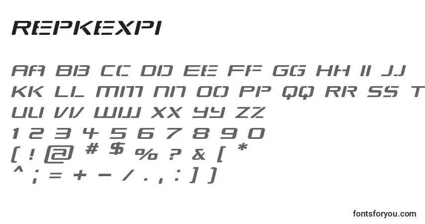 Repkexpi-fontti – aakkoset, numerot, erikoismerkit