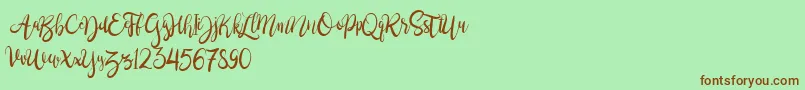 BrushgyoPersonalUse Font – Brown Fonts on Green Background