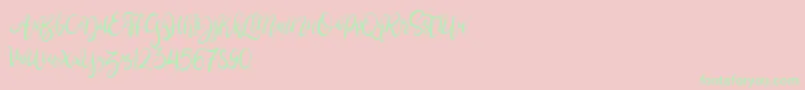 BrushgyoPersonalUse Font – Green Fonts on Pink Background