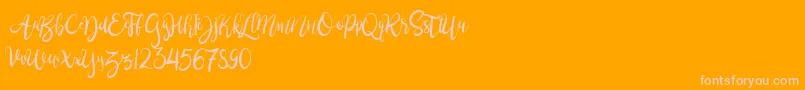 BrushgyoPersonalUse-Schriftart – Rosa Schriften auf orangefarbenem Hintergrund